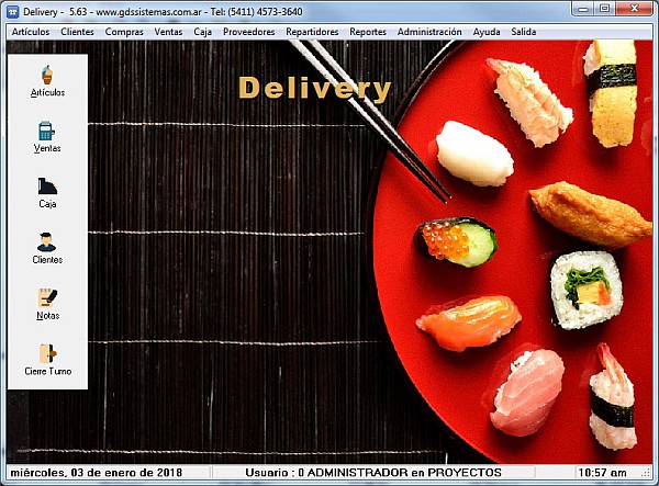 menú principal delivery de sushi