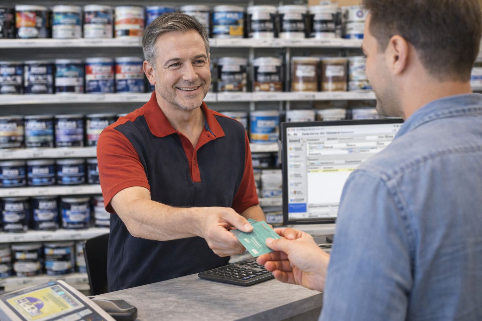 Vendedor atendiendo en una ferretería