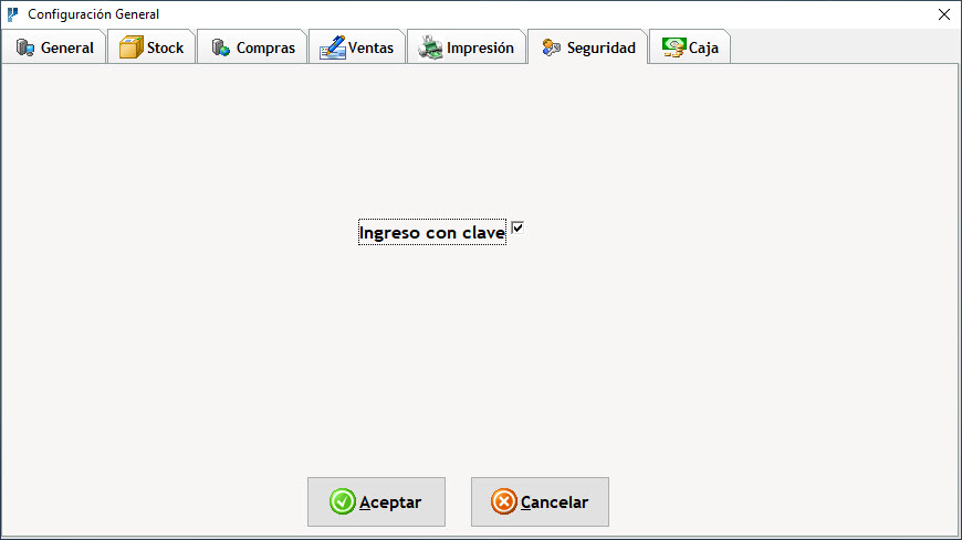 Habilitar ingreso con clave en datos generales