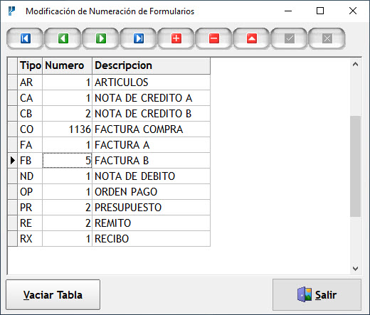 Numeración de Comprobantes de Plus 7