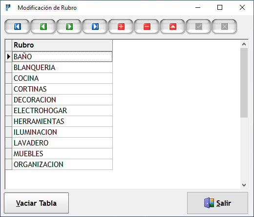 Tabla Auxiliar de Rubros de Plus 7